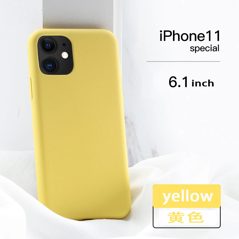 Роскошный жидкий ТПУ силиконовый чехол для телефона для iPhone X 10 11 Pro XR XS Max ультра тонкий iPhone 8 7 6 6S Plus чехол карамельного цвета - Цвет: Цвет: желтый