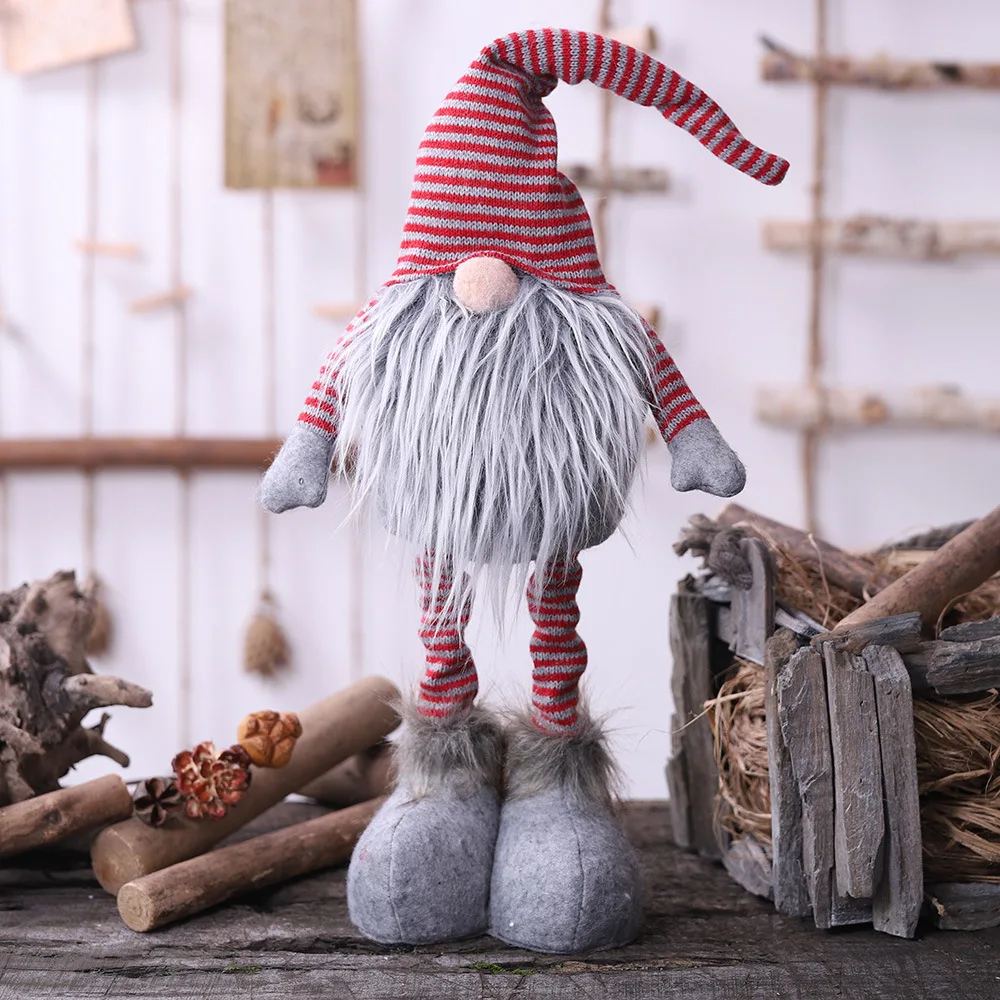 52x18cm gray Рождественские куклы Санта-Клауса, Безликий Настольный эльф, мягкая игрушка гном, белая борода, рождественские украшения, рождественские вечерние, новогодние подарки для детей - Цвет: 52x18cm gray