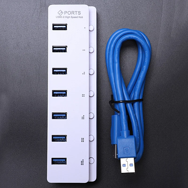 7 портов Usb 3,0 концентратор адаптер с переключателем вкл/выкл, 5 Гбит/с высокая скорость для ПК ноутбук с переключателем ВКЛ/ВЫКЛ