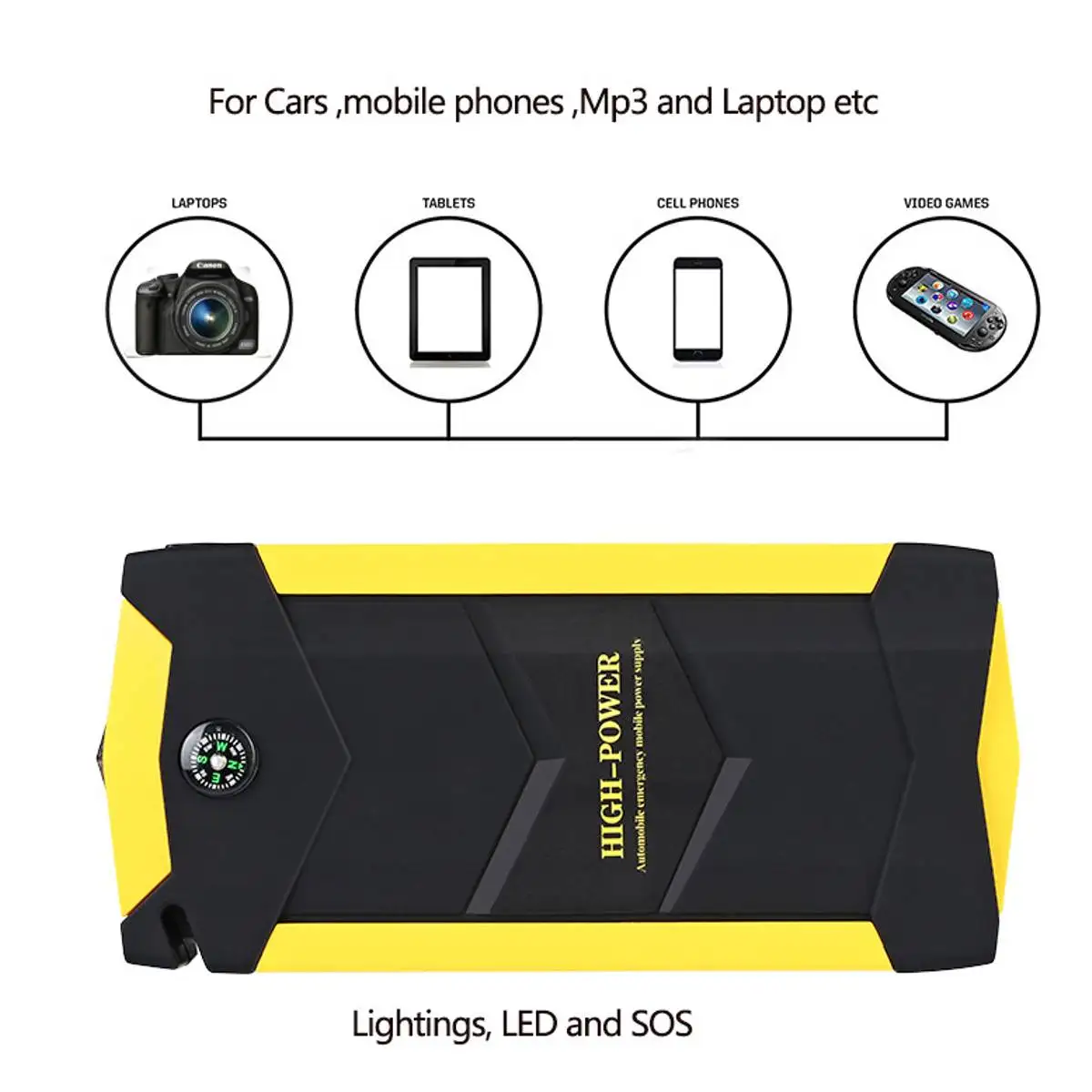  12V 600A USB 88000mAh Car Jump Starter High Capacity LED Light Mutifuction Portable Car Battery Boo