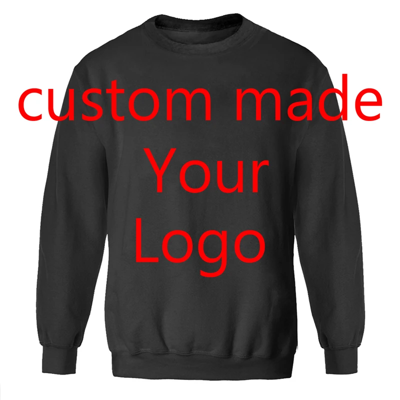 На заказ настроить ваш логотип Толстовка Толстовки Crewneck Спортивная уличная Мужская - Цвет: black