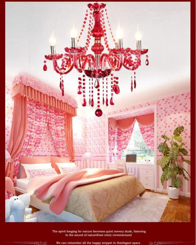 Red crystal glass chandelier candle light wedding wedding room KTV showroom living room dining room lamp free shipping