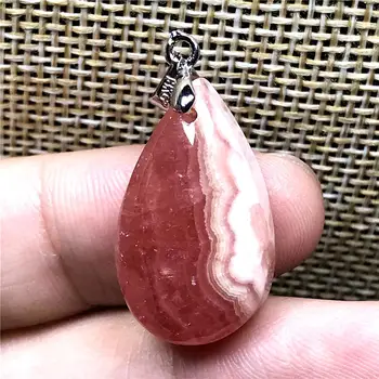 

Top Natural Red Rhodochrosite Pendant For Woman Lady Man Crystal Argentina 23x14x7mm Beads Silver Water Drop Stone Jewelry AAAAA