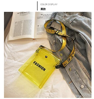 Трендовая Новая женская желеобразная сумка для телефона, сумка через плечо, женская прозрачная мини-сумка через плечо для телефона, прозрачная сумка через плечо для девушек - Цвет: Yellow 15.5x5x21cm