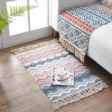 Полиэстеровый ковер в скандинавском стиле с кисточкой, нескользящий моющийся Ретро напольный коврик из хлопка для ванной комнаты