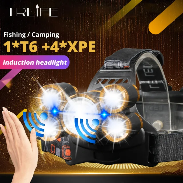 US $8.79 Smart IR Sensor LED Headlamp Light 5/3 T6 Zoom High Power Rechargeable Fishing Lantern 18650 Head T
