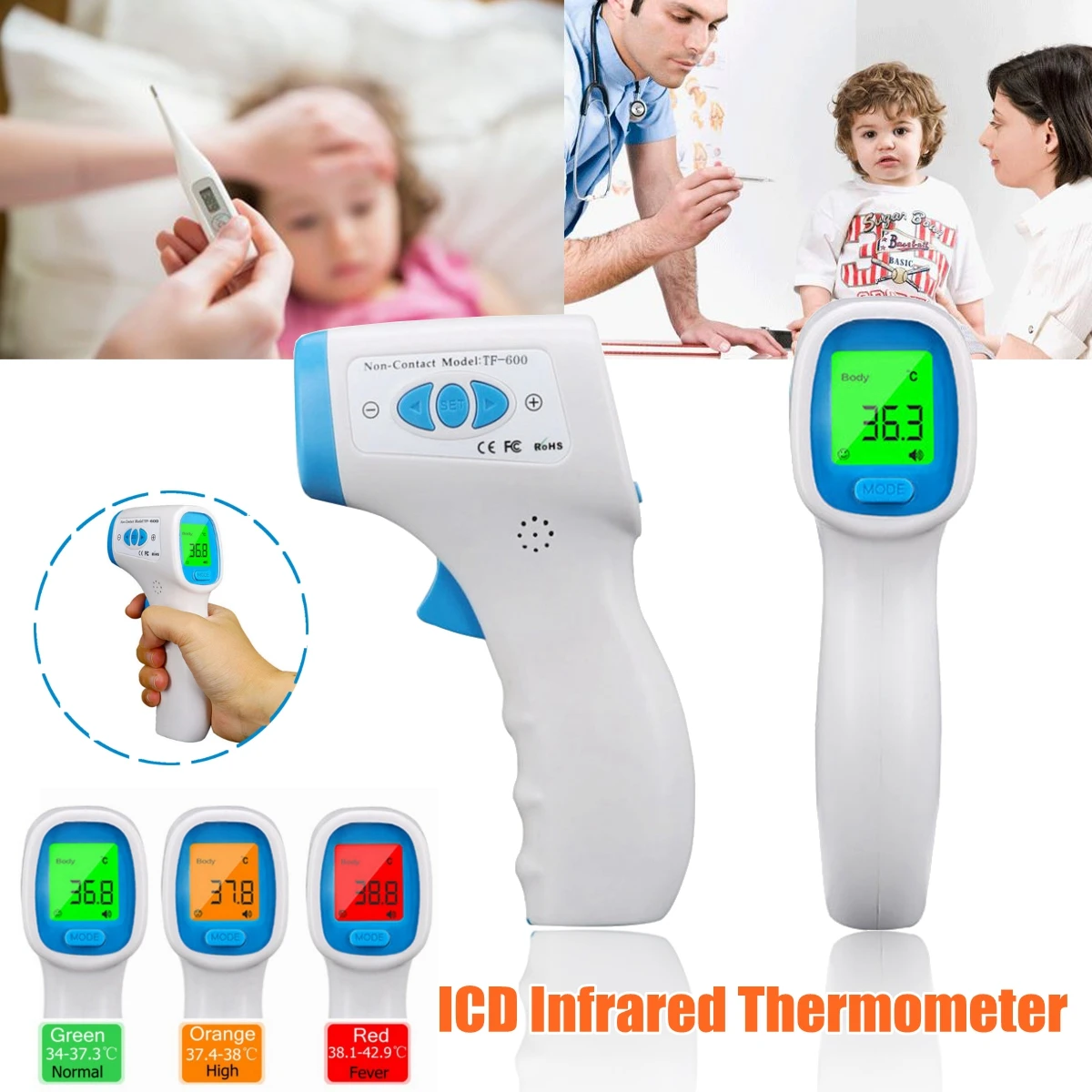 

Baby Thermometer Infrared Digital LCD Body Measurement Forehead Ear Non-Contact Adult Body Fever IR Children Termometro