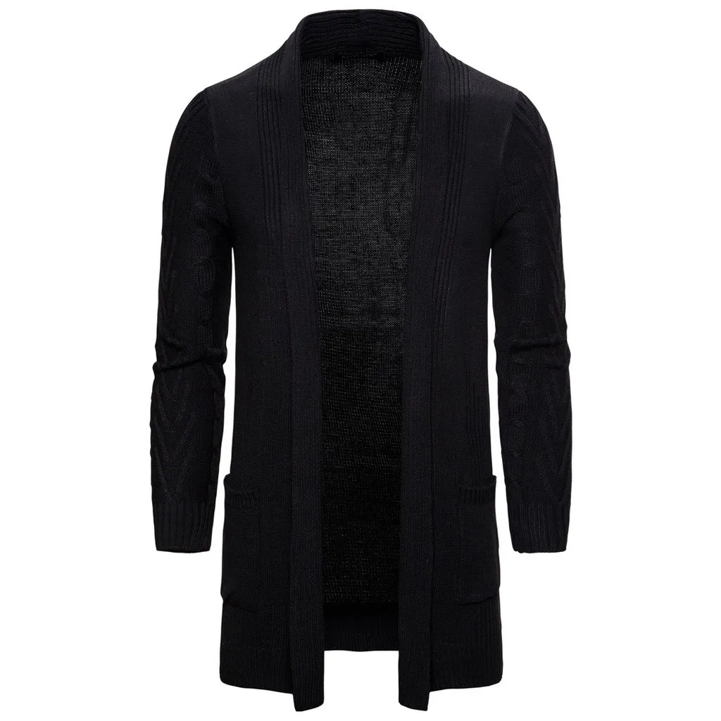Men's Cardigan sweater Outwear Casual Solid Knit Trench Coat Jacket Long Sleeve Cloak Coat Knitted Sweater Cardigans Outerwear