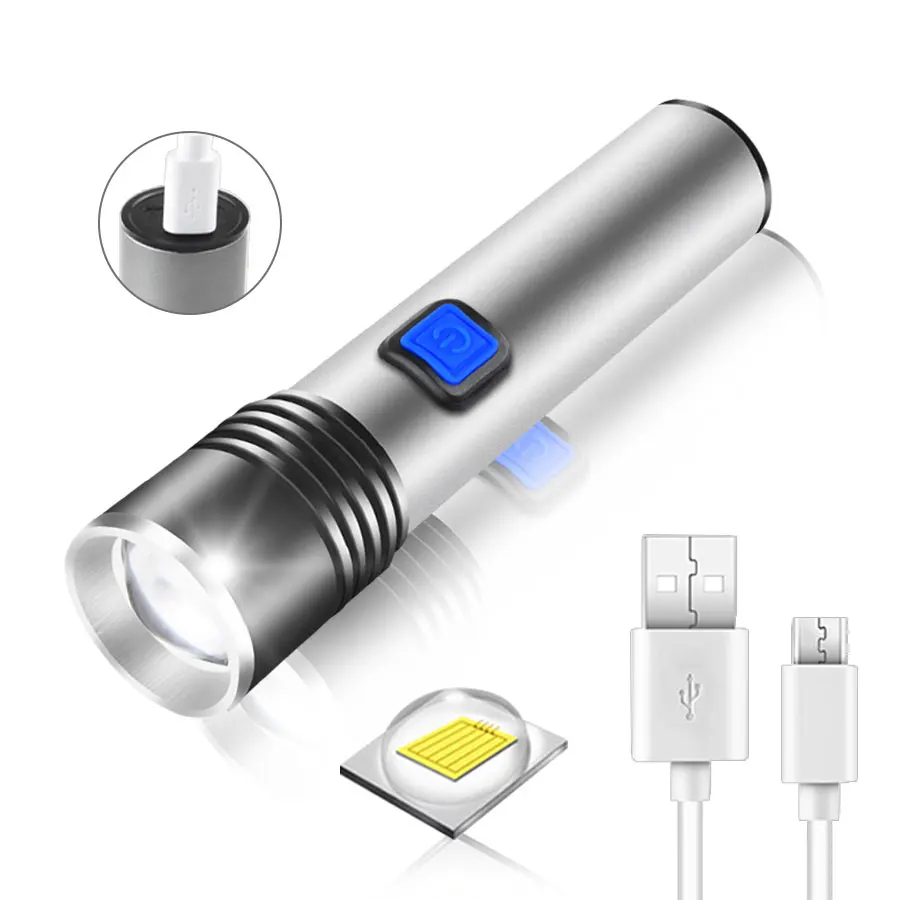 USB Перезаряжаемый Мини светодиодный фонарик 4 режима освещения водонепроницаемый фонарь телескопический зум стильный портативный костюм для ночного освещения