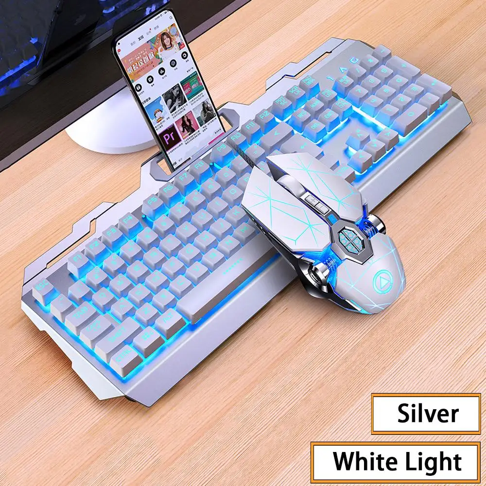 게임용 키보드 및 마우스 콤보 백라이트 RGB LED USB 104 키 유선 기계적 느낌 키보드 마우스 게임용 PC 노트북 사무실