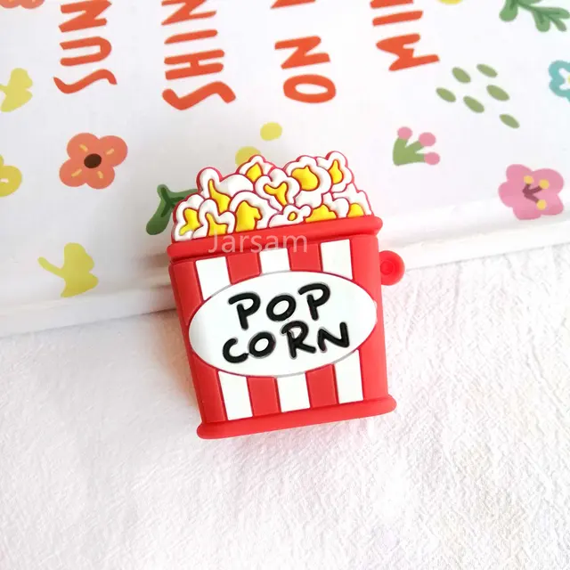 Creativity Cartoon funny cute silicone Case For Airpods 2 1 cover For Air pods 1 2 Case Wireless charging soft Cover Box Popcorn