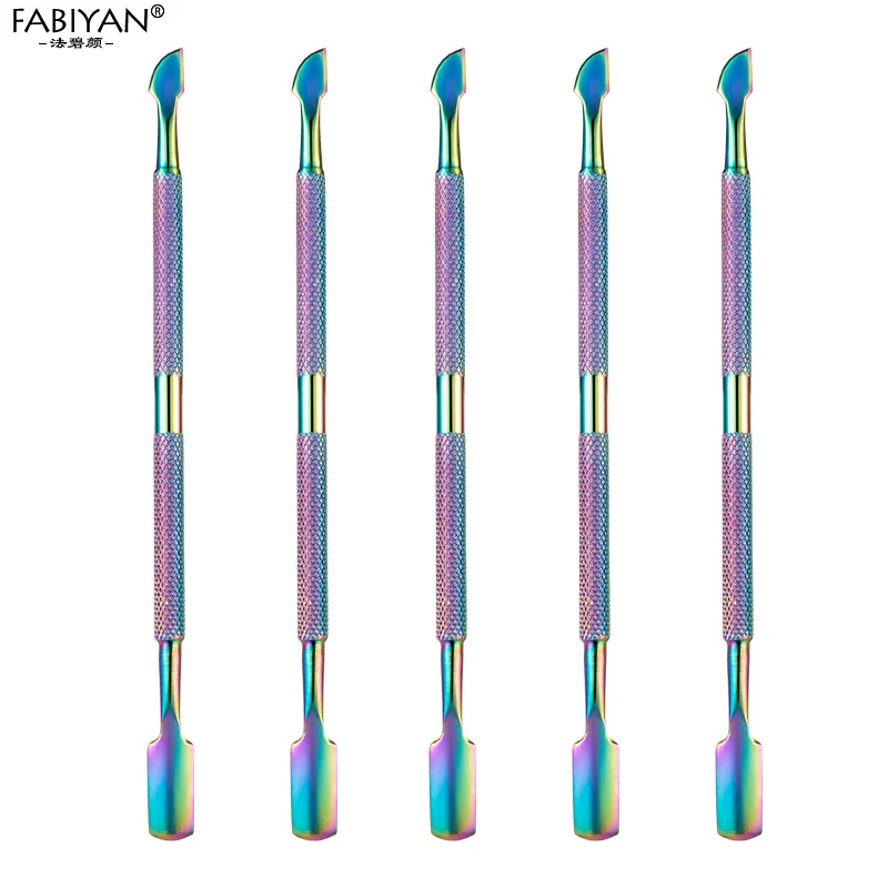Nail Art Tool Stainless Steel Double Push Spoon Pusher Cut Remover Cuticle Trimmer Manicure Pedicure Care 5pcs/Lot nail care kit manicure tools manicure pedicure kit manicure set nail art pusher nail manicure tools manicure pedicure tools cuticle pusher