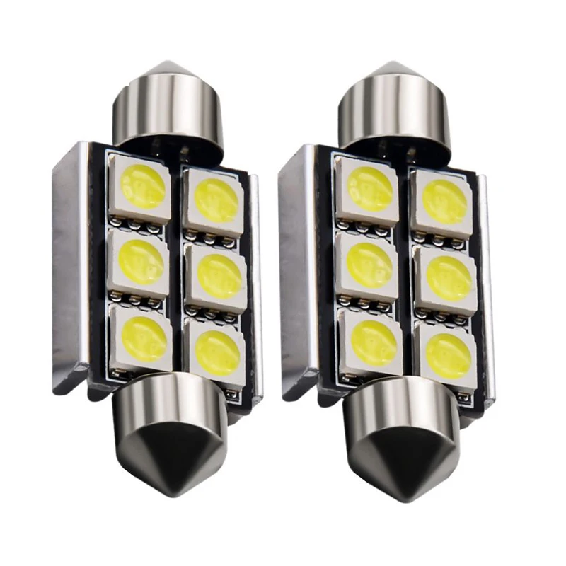 6 шт. яркая белая Гирлянда 6 SMD 5050 светодиодный 6 светодиодный C5 36 мм 39 мм купол внутренняя Лицензия пластинчатый светильник DC12V Автомобильная дверная лампа