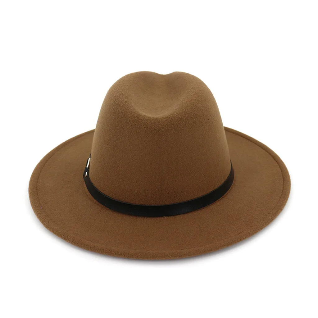 Особая фетровая шляпа для мужчин и женщин, шляпы с поясом, дамские винтажные шляпы Трилби, шерсть, теплая джазовая шляпа, женская шляпа, Прямая поставка - Цвет: Khaki Cap