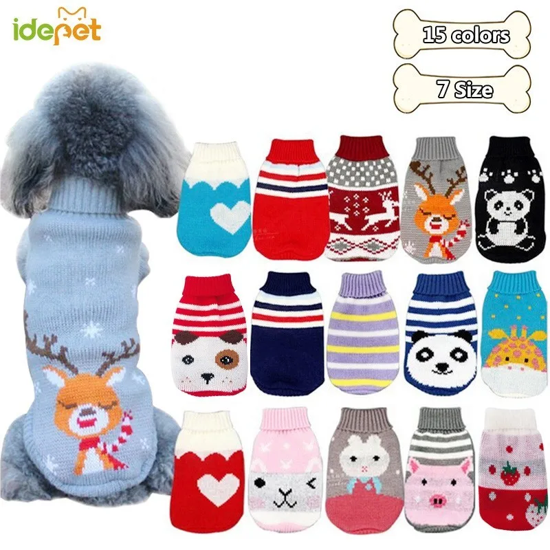 Рождественский свитер для домашних животных, одежда для собак из мультфильма, зимняя одежда для маленьких собак, одежда для домашних животных, тканевое пальто из Джерси для собак