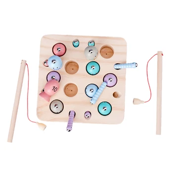 

FULL-2 in 1 Magnetic Fishing Game Wooden Toys for Children with Fish Rod Kids Magnets Game