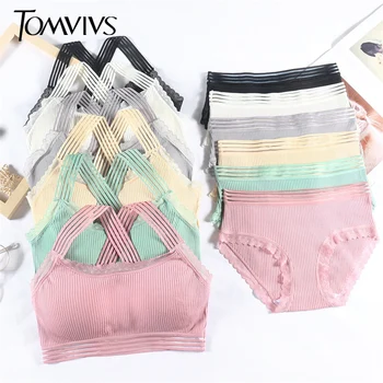 

TOMVIVS Cotton Underwear Women Bras Lace Lingerie set Embroidery Sexy Lingerie Push-Up Bra Set B0103