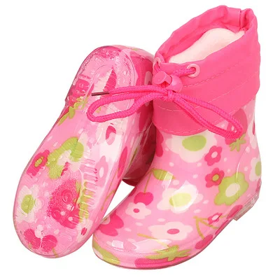 Picture style Plush Новинка; детская непромокаемая обувь из ПВХ до середины голени; детские резиновые сапоги; детская резиновая обувь для мальчиков и девочек; Водонепроницаемая нескользящая обувь; сезон весна-осень; 020 - Цвет: Picture style Plush