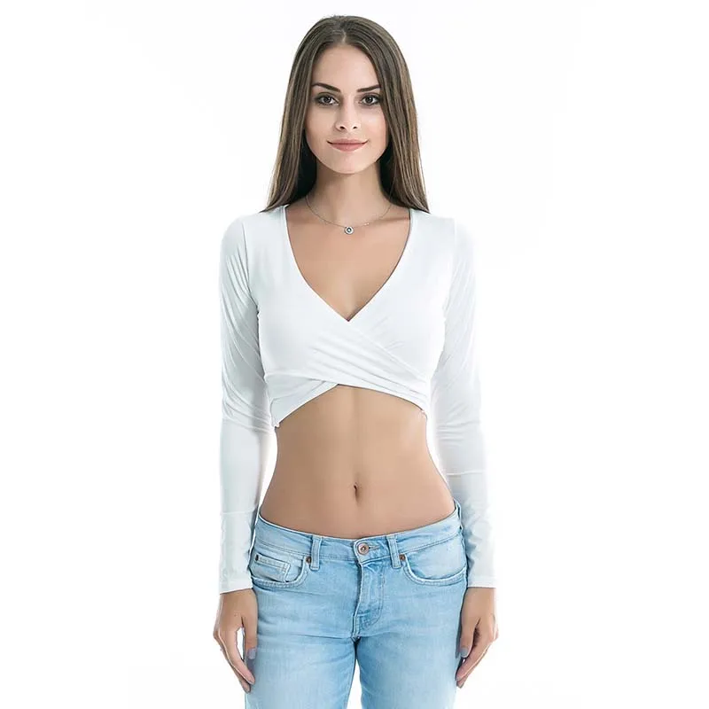 HUAN BEAUTY, новинка, женский топ для живота, сексуальный, женский, Одноцветный, с глубоким v-образным вырезом, бандаж, неровный, облегающий, облегающий, вечерние, короткий топ HBT1014 - Цвет: As Picture