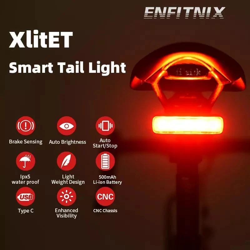 

NEW XlitET Auto Start Stop Brake Sensing Flashlight For Bicycle Rear Light LED Cycling XlIte 100 CubeliteII 200 Taillight