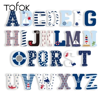 

Tofok 3D 26-Letters Home DIY Decoration Sea Boat Sailor Theme Kids Room Living Room Art Craft Nursery Puzzle Party Ornament