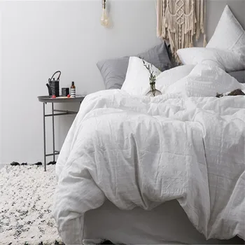 

4Pcs Nordic Double Bed Linen Euro Duvet Cover Quilts For 150 Solid Cotton Sheet Pillowcase