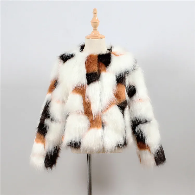 Высококачественная модная теплая куртка из искусственного меха для маленьких девочек, одежда, плотное пальто в стиле пэчворк, верхняя одежда, Casaco, зимняя Прямая поставка