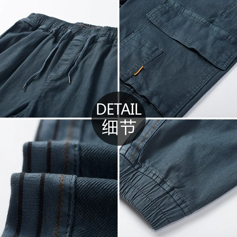 MANVALUE Original European and American Washed Autumn and Winter Men's Overalls Leisure Trousers Rope Tether Cargo Pants