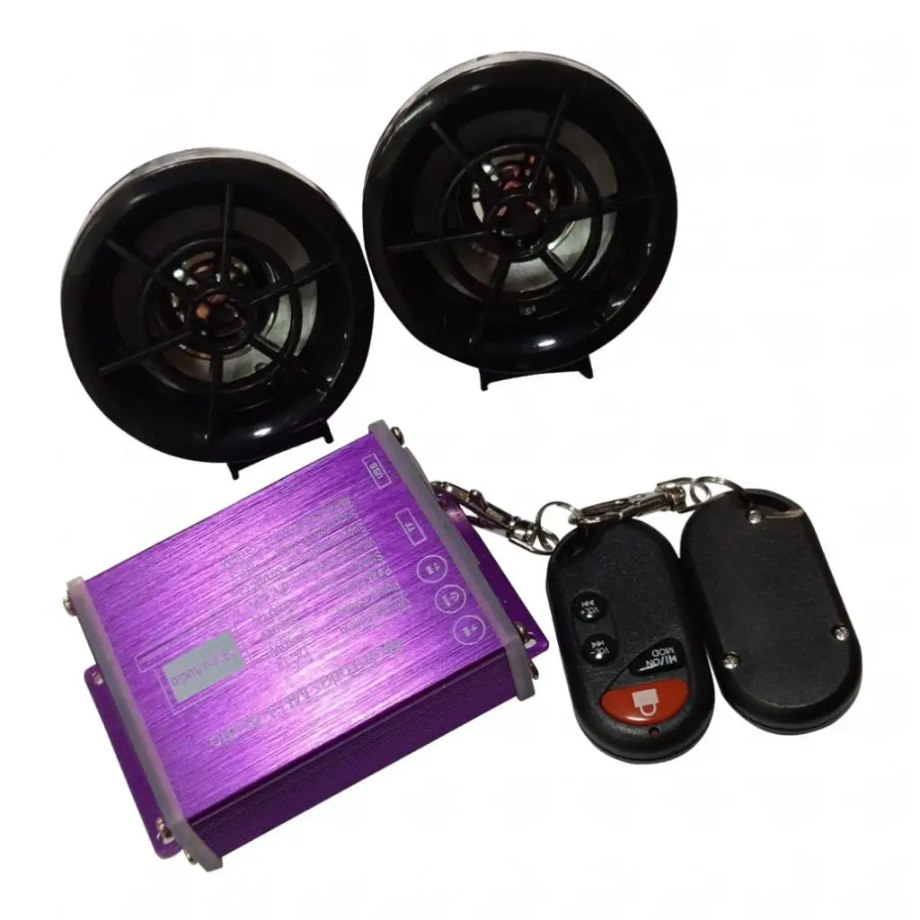 Waterproof Motorcycle Stereo Speakers Audio Sound System for ATV UTV and All 12 Volt Vehicles, MP3 Player (Black)
