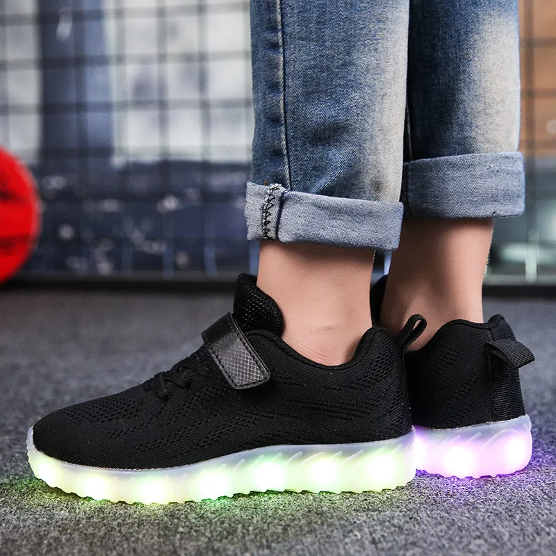 Uncle Jerry Child Summer Shoes light up shoes for Boys and Girls LED Sneakers USB Rechargeable Breathable Children Casual Shoes children's shoes for sale