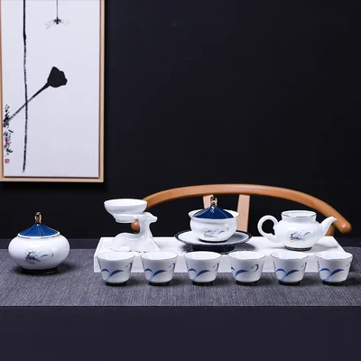 

Ceramic Gold Tea Set Home Teapot Kungfu Black Tea Da Hong Pao Cover Bowl High-grade Gift Fair Cup Teaware Free Shipping