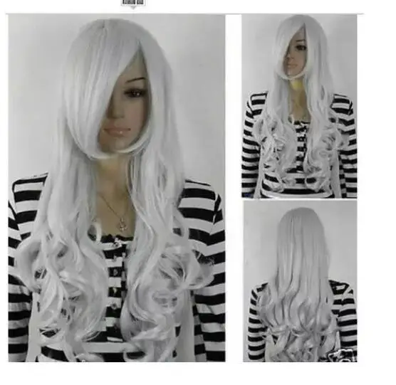 Zhaoxia++ 078274@ Q8@*++ парик для косплея длинный кудрявый Серый Белый термостойкий парик