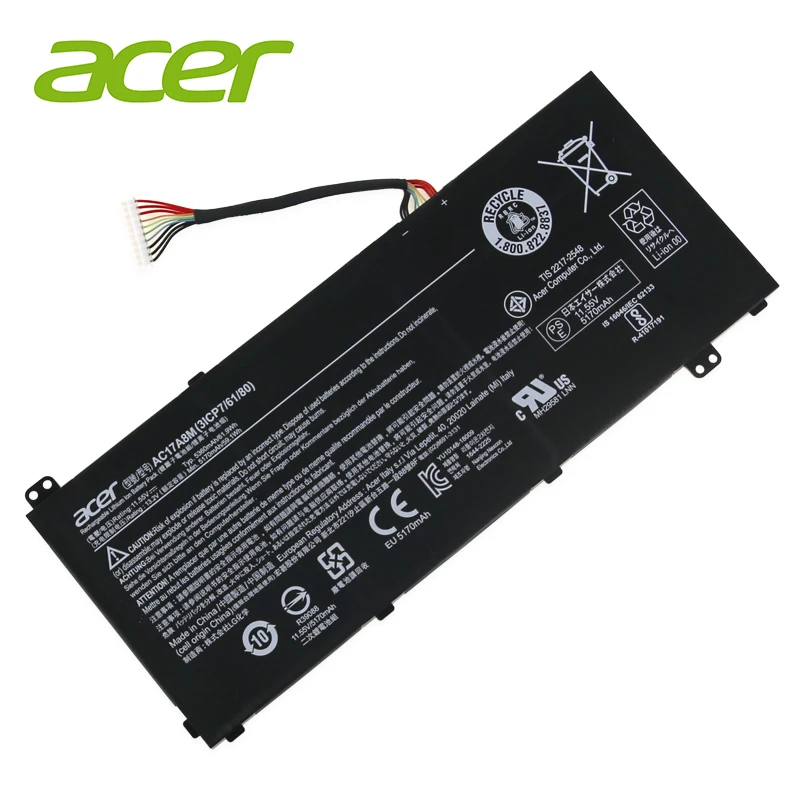 Аккумулятор для ноутбука acer AC17A8M для acer 3ICP7, Spin SP314, SF314, 11,55 V 61.9Wh 5360mAh