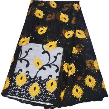 

Latest Black Milk Silk Nigerian High-Quality 2019 African Tulle French Cloth Lace Mesh Embroidery Fabric For Bridal N2703