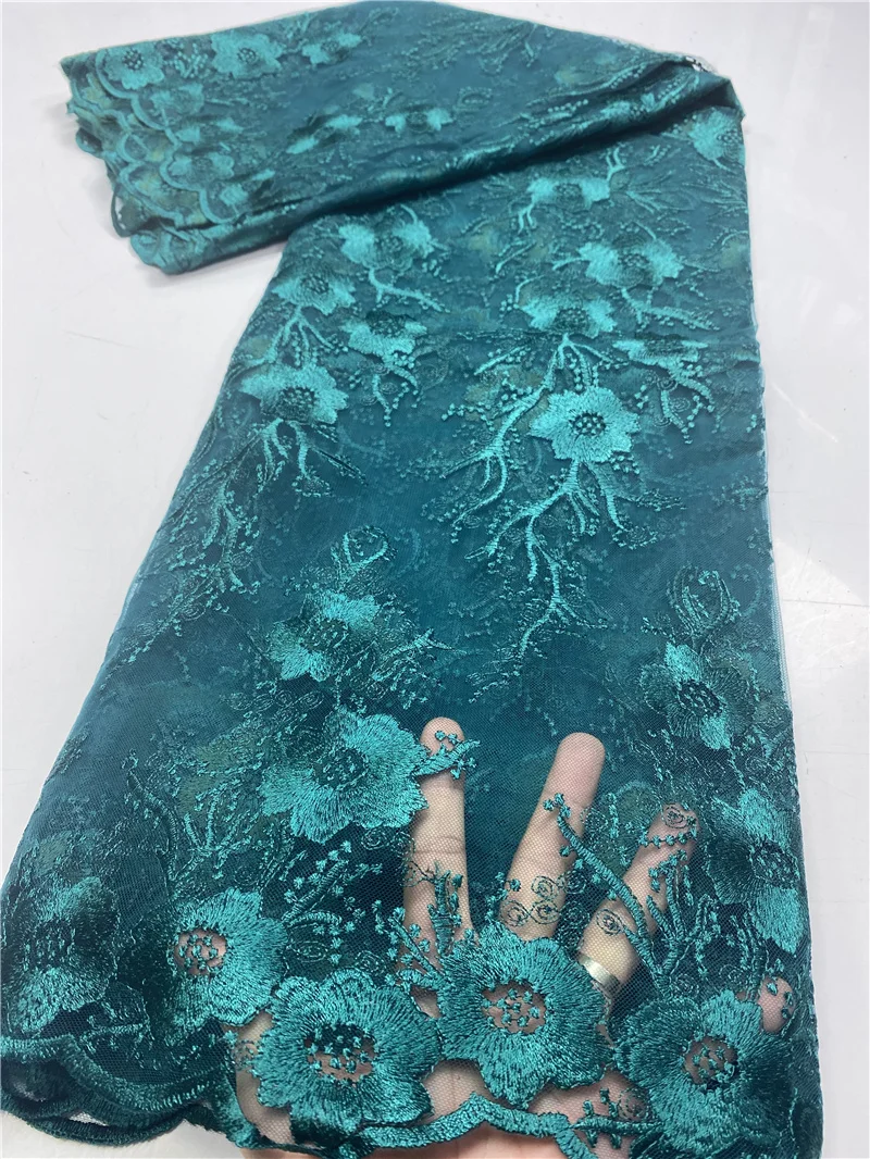 

African Lace Fabric 2020 High Quality Lace Green Nigerian Lace Fabrics French Tulle Lace Fabric For Wedding Sewing YA3645B-6