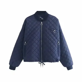 

Woah new OZZ1030-60 ms European and American wind 19 new diamond zipper cotton-padded jacket coat