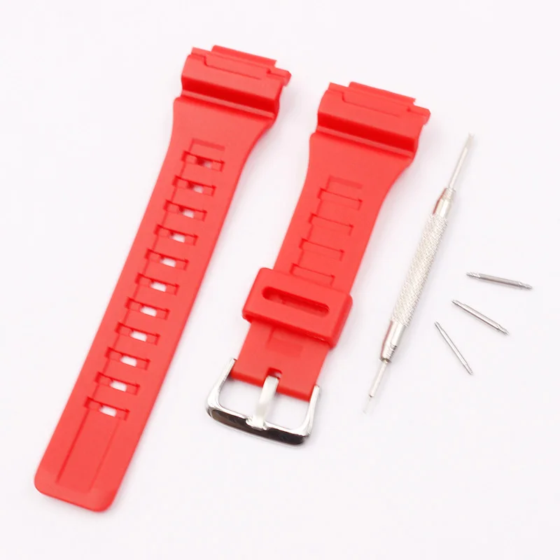 red Аксессуары для часов с пряжкой, мужской резиновый ремешок 18 мм для Casio, ремешок из смолы, AQ-S810W, AQS810WC, женский спортивный силиконовый ремешок - Цвет ремешка: red