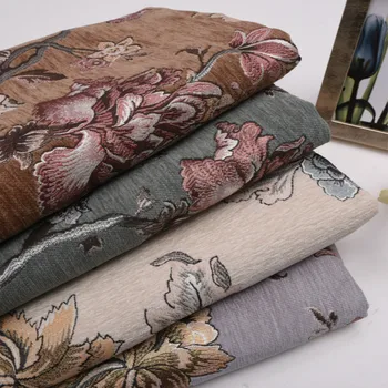 

Wide 55" Dense Jacquard Damask Chenille Upholstery Pouffe Sofa Fabric Cushion Non-Slip Lace Material By the Yard