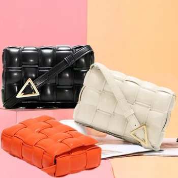 

Padded Cassette Stitching Square Bread Bag Designer Luxury Handbag Women Plaid Leather purse Retro Lady Shoulder Messenger Bag