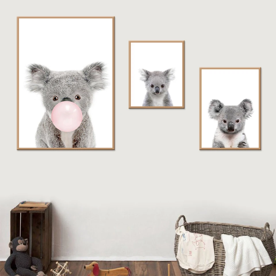 Zebra Koala Baby Animale Tela Poster Nursery Stampa Wall Art Bambini Camera Da Letto Decor 
