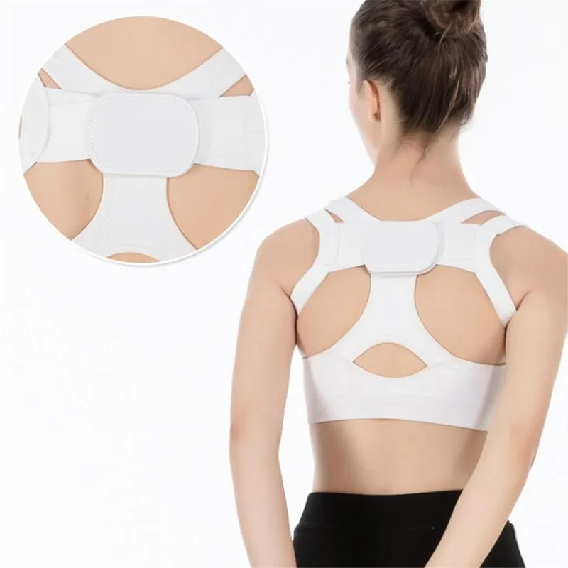 White New Spine Posture Corrector Protection Back Shoulder Posture Correction Band Humpback Back Pain Relief Corrector Brace - Color: White