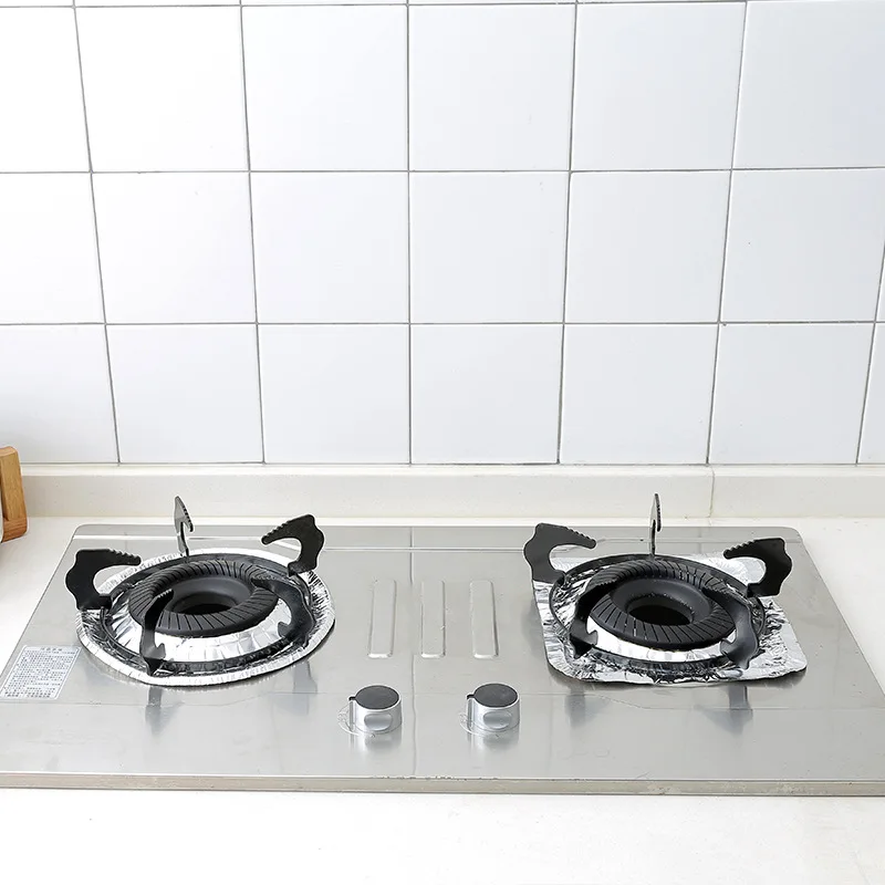 Thickened Gas Stove Protector Stove Burner Aluminum Foil Stovetop Cooker Cover Kitchen Accessories Gas Range Protection 10Pcs