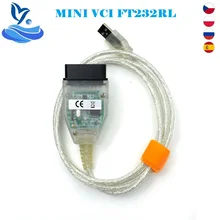 Mini vci mais recente versão ftdi ft232rl chip de alto desempenho obd saej2534 mini vci tis techstream