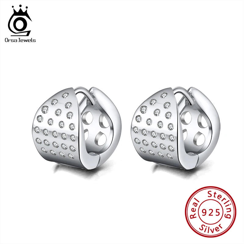 ORSA JEWELS классические женские 925 пробы серебряные серьги с АААА цирконием