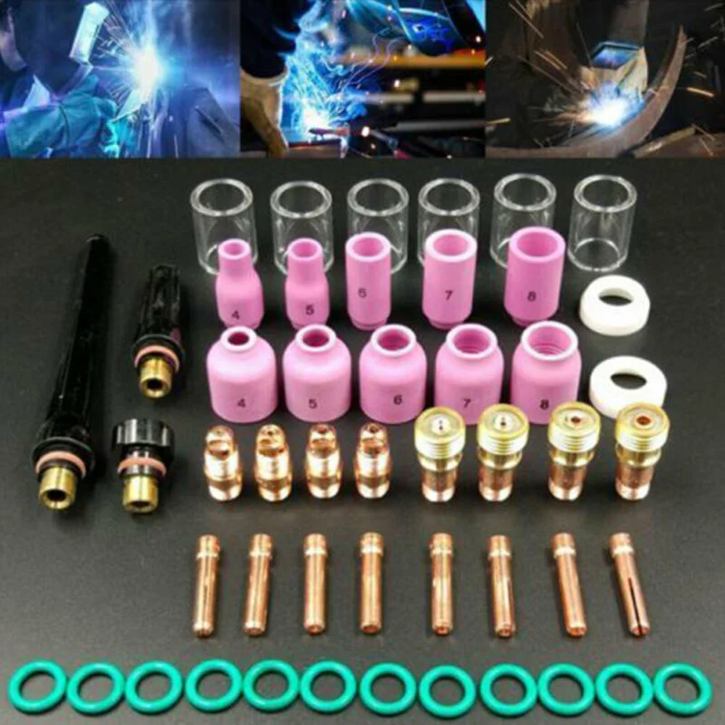 

49pcs Welding Torch Gas Lens Cup Nozzles Rings Set For Tig WP 17 18 26 Electrode Professional Tool Accessories