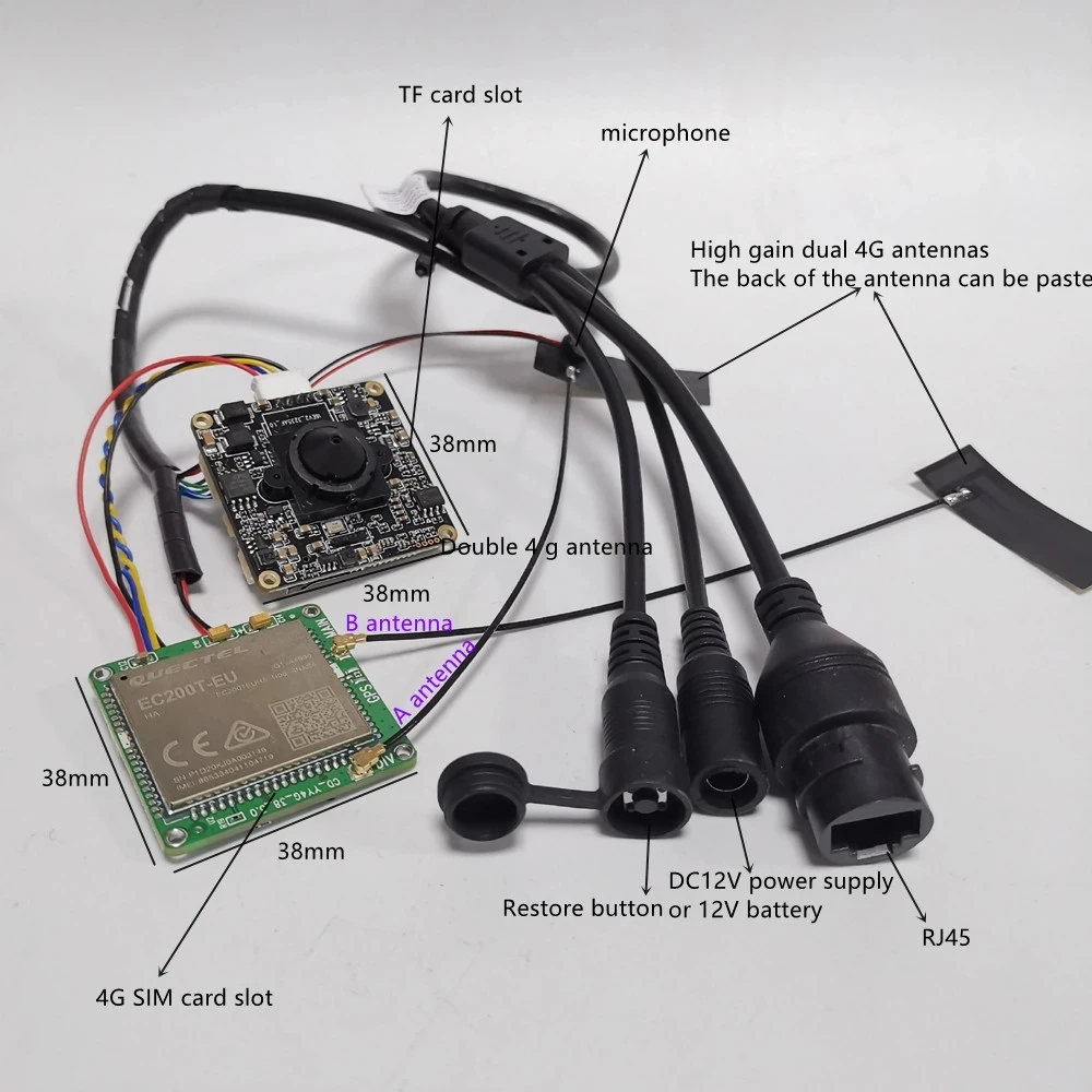 Camhi 4G LTE IP Camera Module Pinhole 1920P IMX335 DIY Secret CCTV Mini 3G/4G SIM Card Surveillance Built-in MIC SD Card Slot