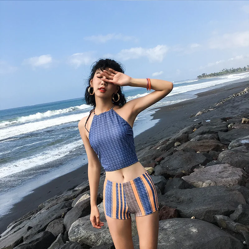 

Betis Women's Fashion Elegant Printed Underwire Push up Comfortable Boxer Spa Resort Bathing Suit Three-piece Set