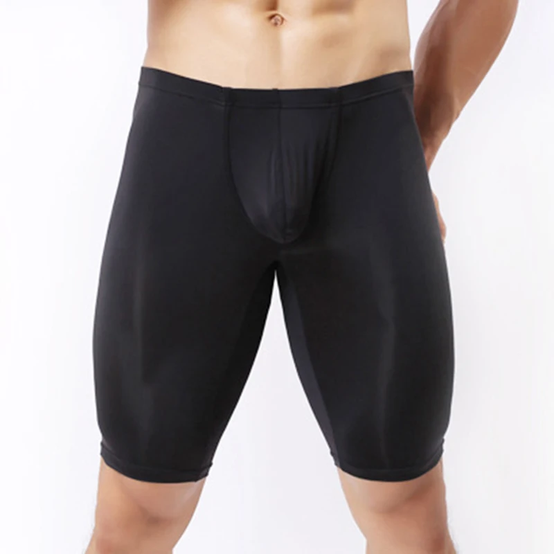 Эластичное нижнее белье мужские мягкие боксеры длинные шорты обтягивающие