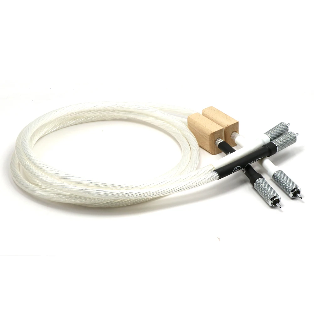 Пара hi fi ссылка Interconnect RCA аудио кабель из углеродного волокна покрытого родием