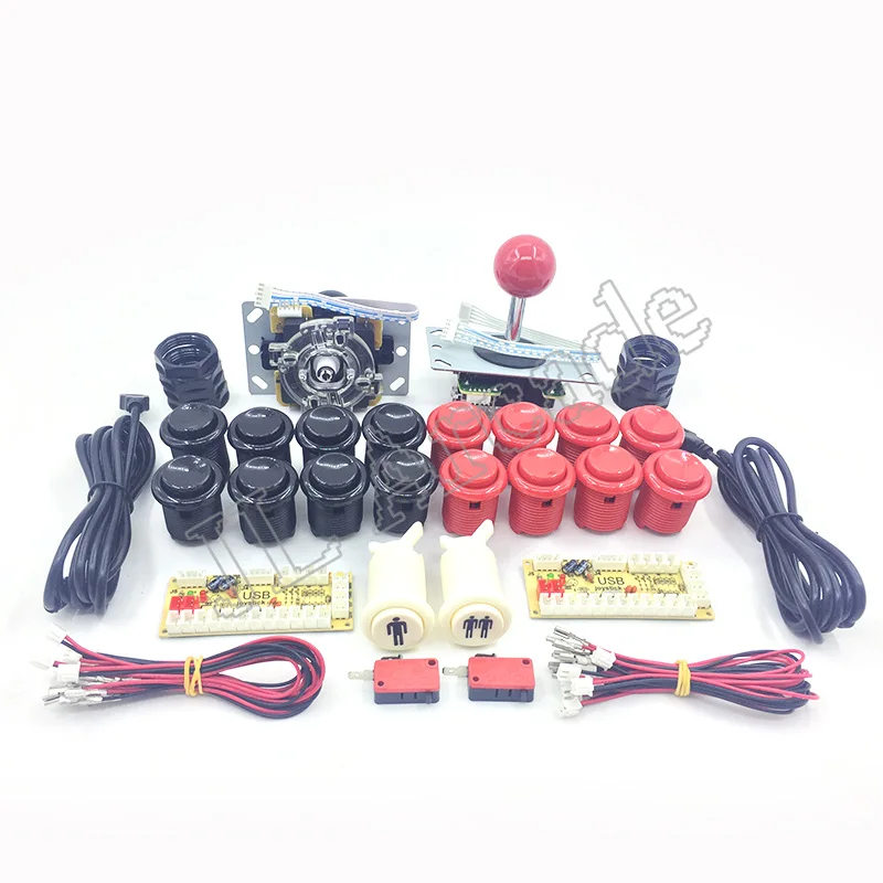 

2 Players Arcade DIY Kit Zero Delay USB Encoder 5 pin Joystick 28mm American Style Button PC Mame Raspberry pi 1 2 3